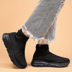 Plush Furry Slip On Mesh Breathable Running Shoes