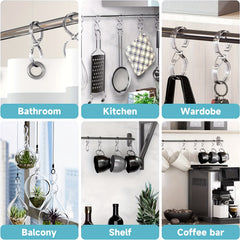 8pcs S Shaped Hook With Buckle Hanging Shower Curtain Coat Bag Hook