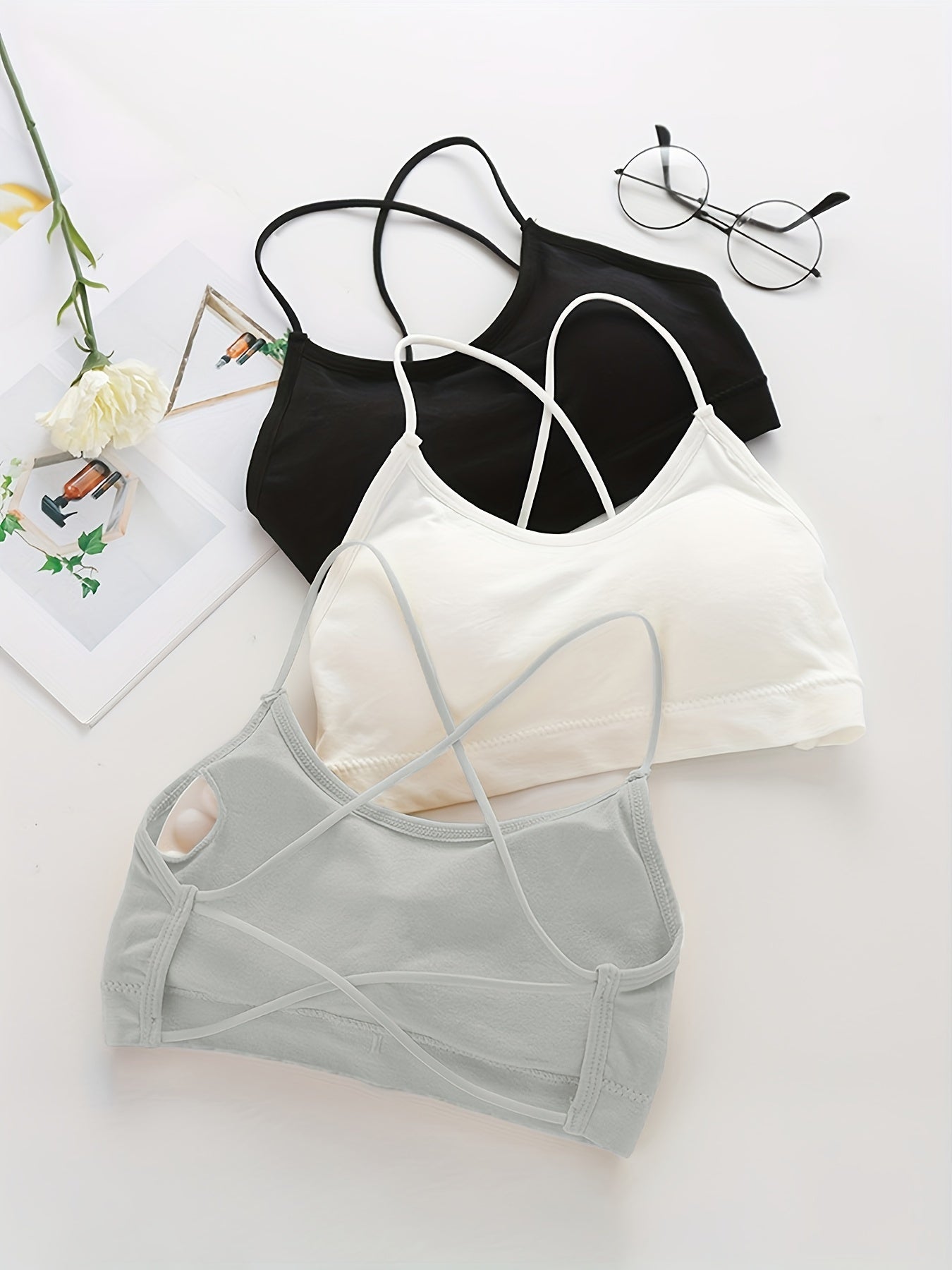 Girls Push Up Cross Straps Vests Backless Crop Tube Tops Halter Lingerie
