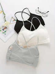 Girls Push Up Cross Straps Vests Backless Crop Tube Tops Halter Lingerie