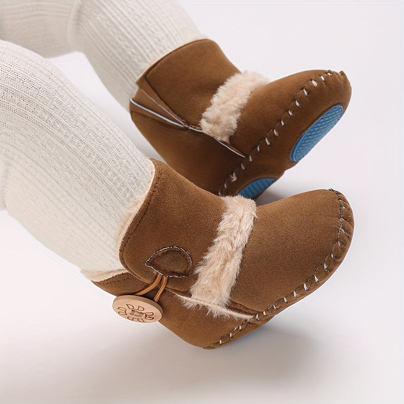 Baby Girls Soft Warm Plus Fleece Boots for Autumn and Winter