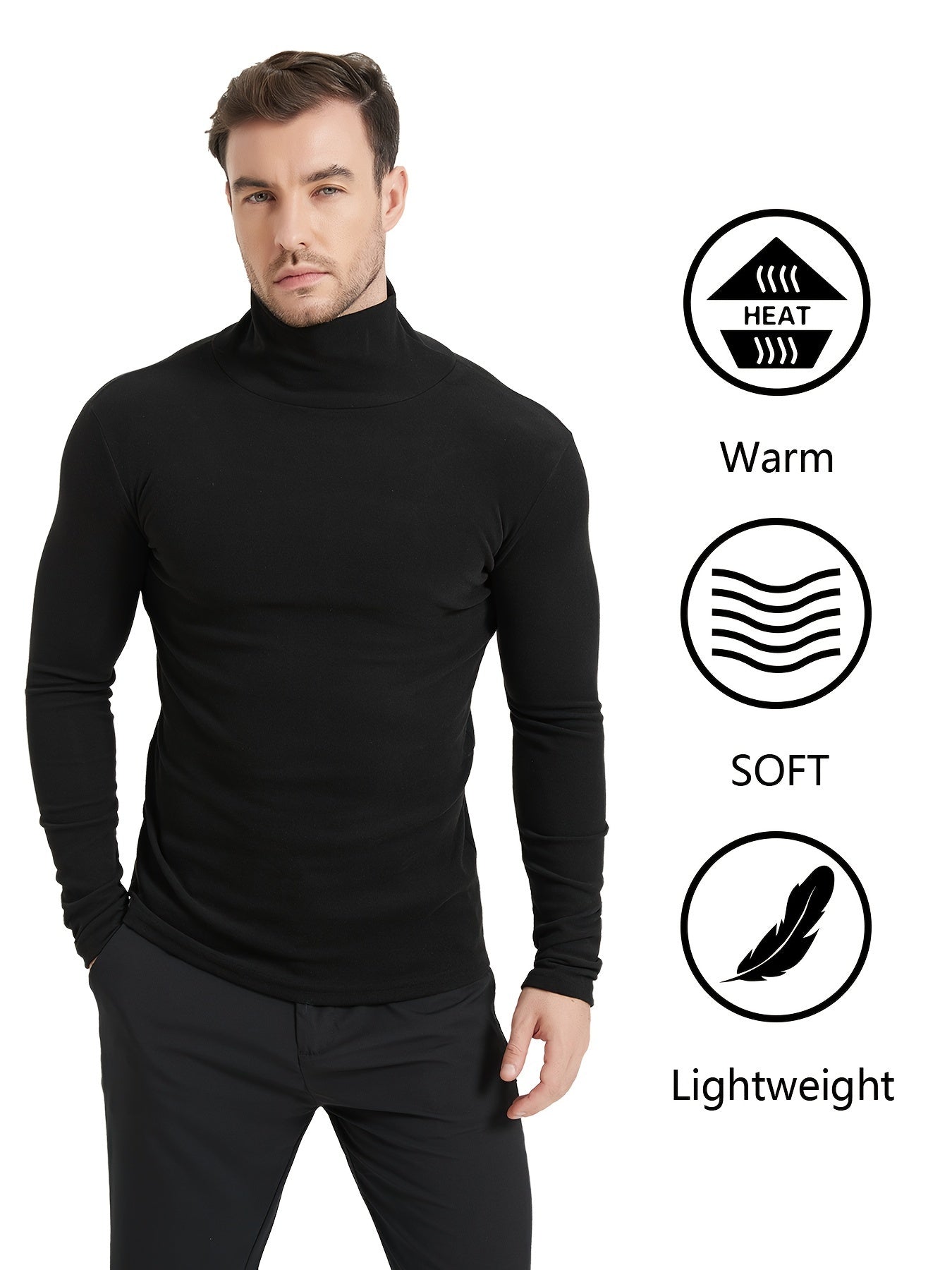 Men's Turtleneck Fleece Warm Fitness Running Top For Autumn And Winter