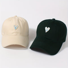 Heart Patch Couple Baseball Cap Solid Adjustable Sun Hat
