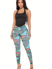 Rainbow Stripe Yoga Leggings High Waist Workout Tights Women's Activewear