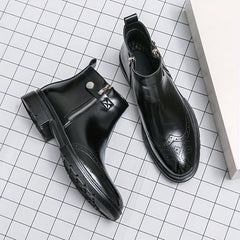 Men's Stylish Zipper High Top Chelsea Boots Smart Casual Walking Shoes