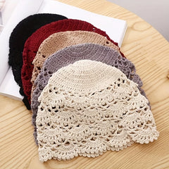 Hollow Out Crochet Beanie Breathable Cloche Hats Lightweight Thin Fisherman Cap