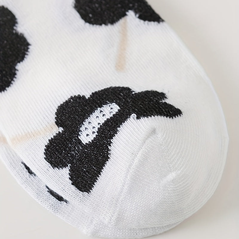 5 Pairs Letter & Floral Print Socks Crew Ankle Women's Stockings