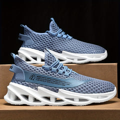 Men's Breathable Lace Up Knitted Blade Sneakers -Casual Outdoor Walking Shoes