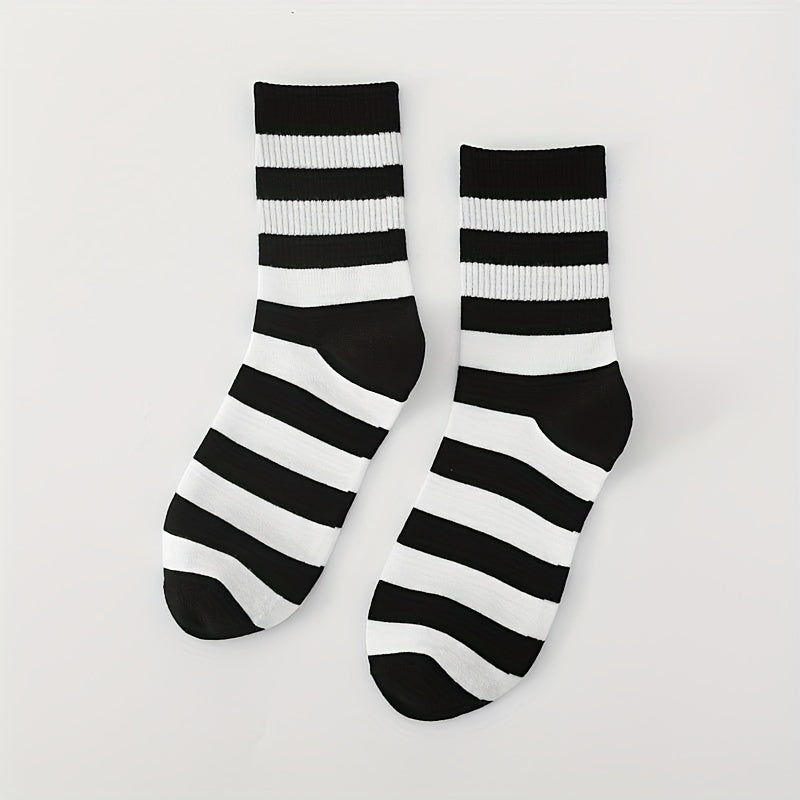 5 Pairs Casual Striped Socks Women's Stockings
