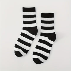5 Pairs Casual Striped Socks Women's Stockings