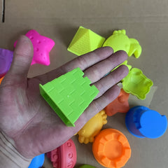 Colorful Beach Toy Set with Sand Molds and Animal Shapes