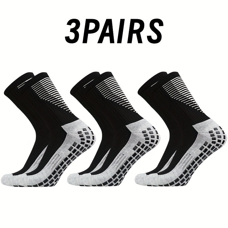 3 Pairs Non Slip Soccer Socks Breathable Outdoor Sports Crew Socks