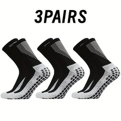 3 Pairs Non Slip Soccer Socks Breathable Outdoor Sports Crew Socks