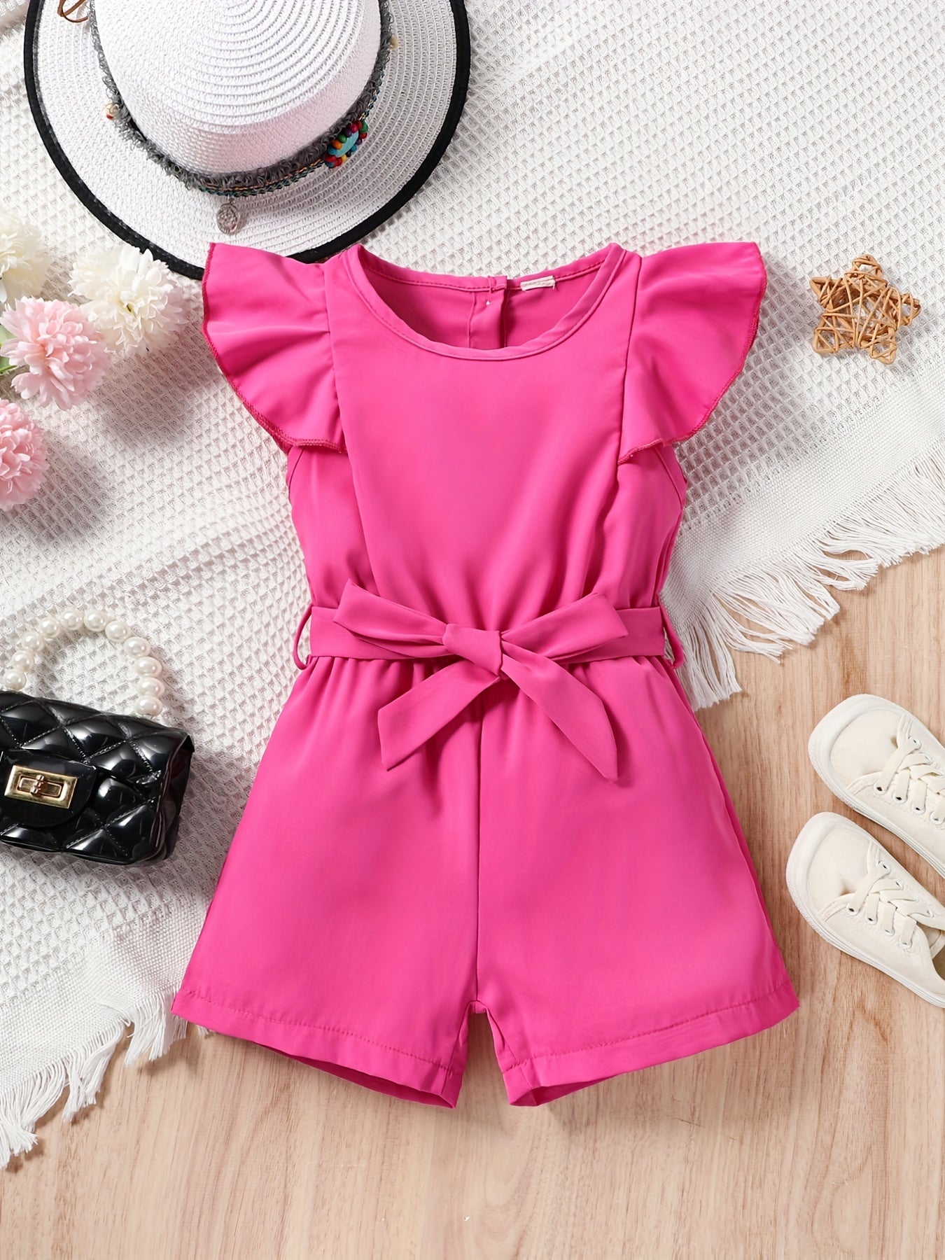 Toddler Girls Ruffle Trim Rompers Jumpsuits Summer Clothes