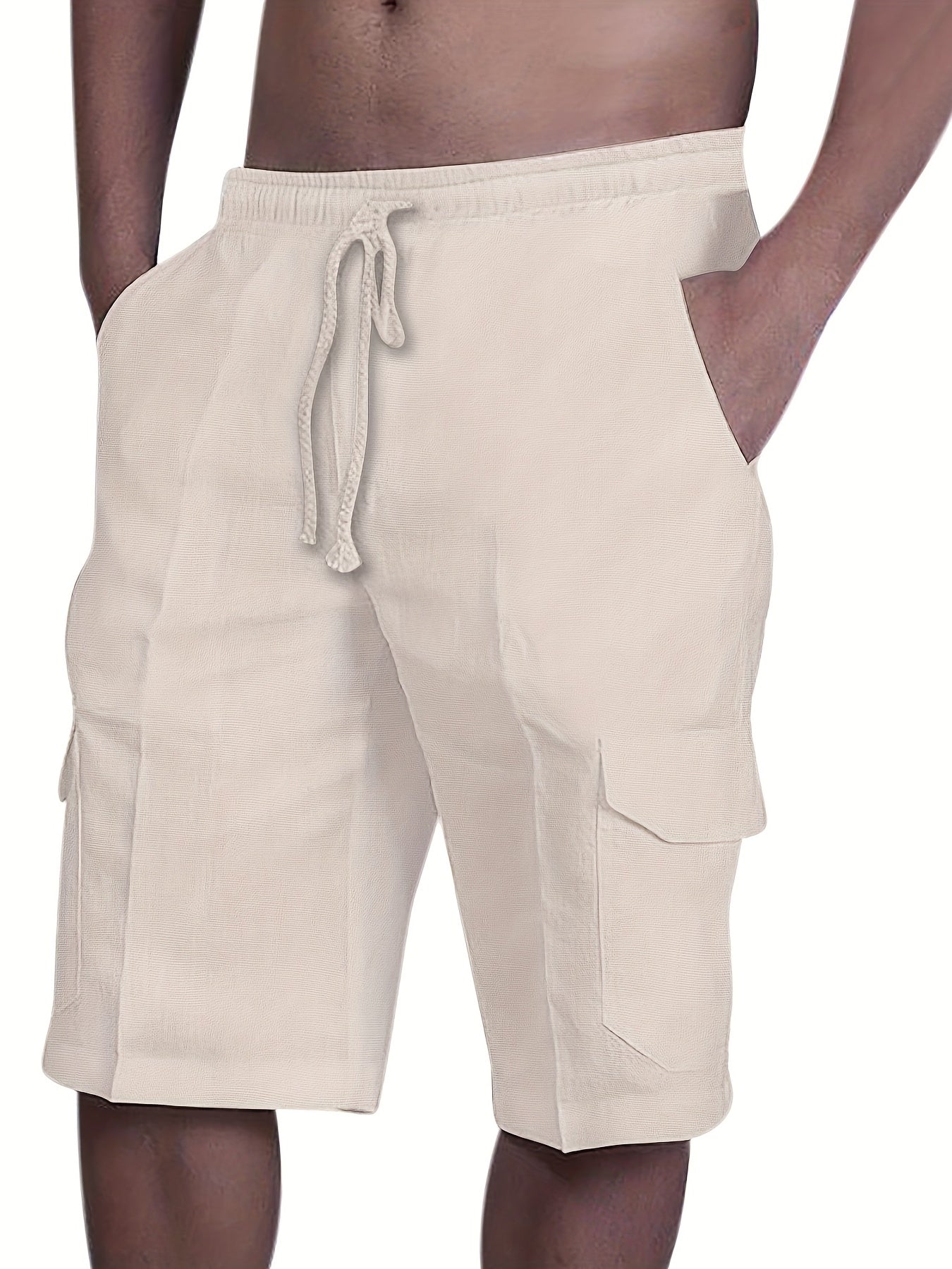 Men's Drawstring Cargo Short Pants Flap Pocket Loose Shorts