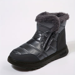 Women's Reflective Snow Boots Plush Lined Thermal Waterproof Rain Shoes