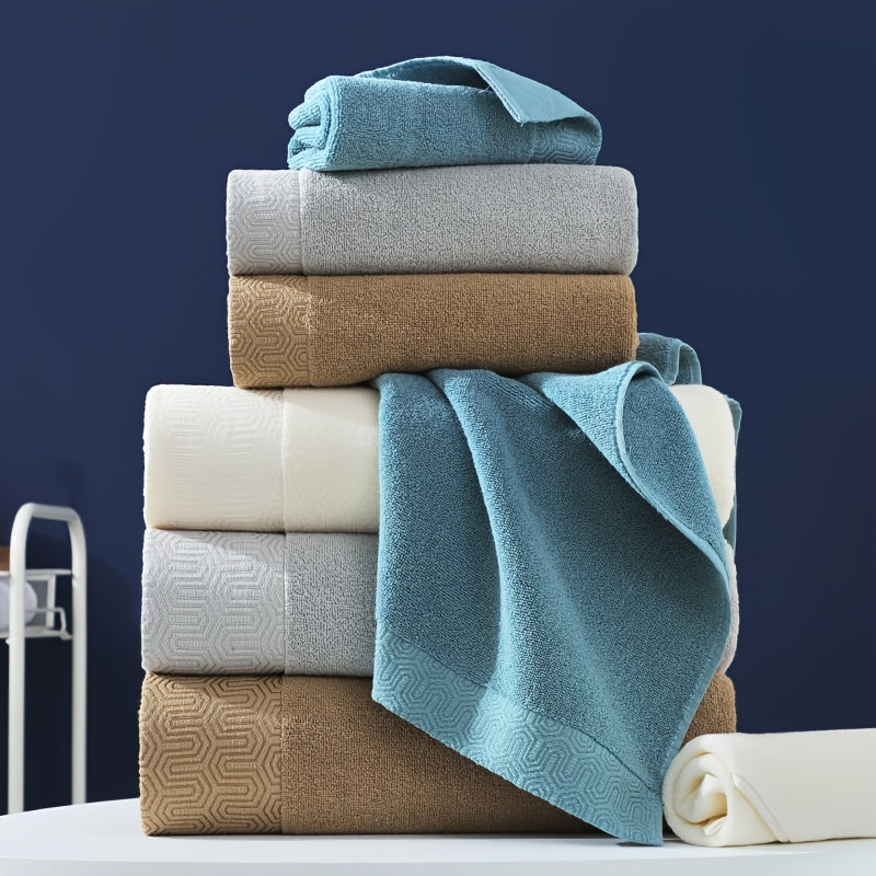 2pcs Soft Cotton Bath Towel Set Absorbent 13.4x29.1in & 55.1x27.6