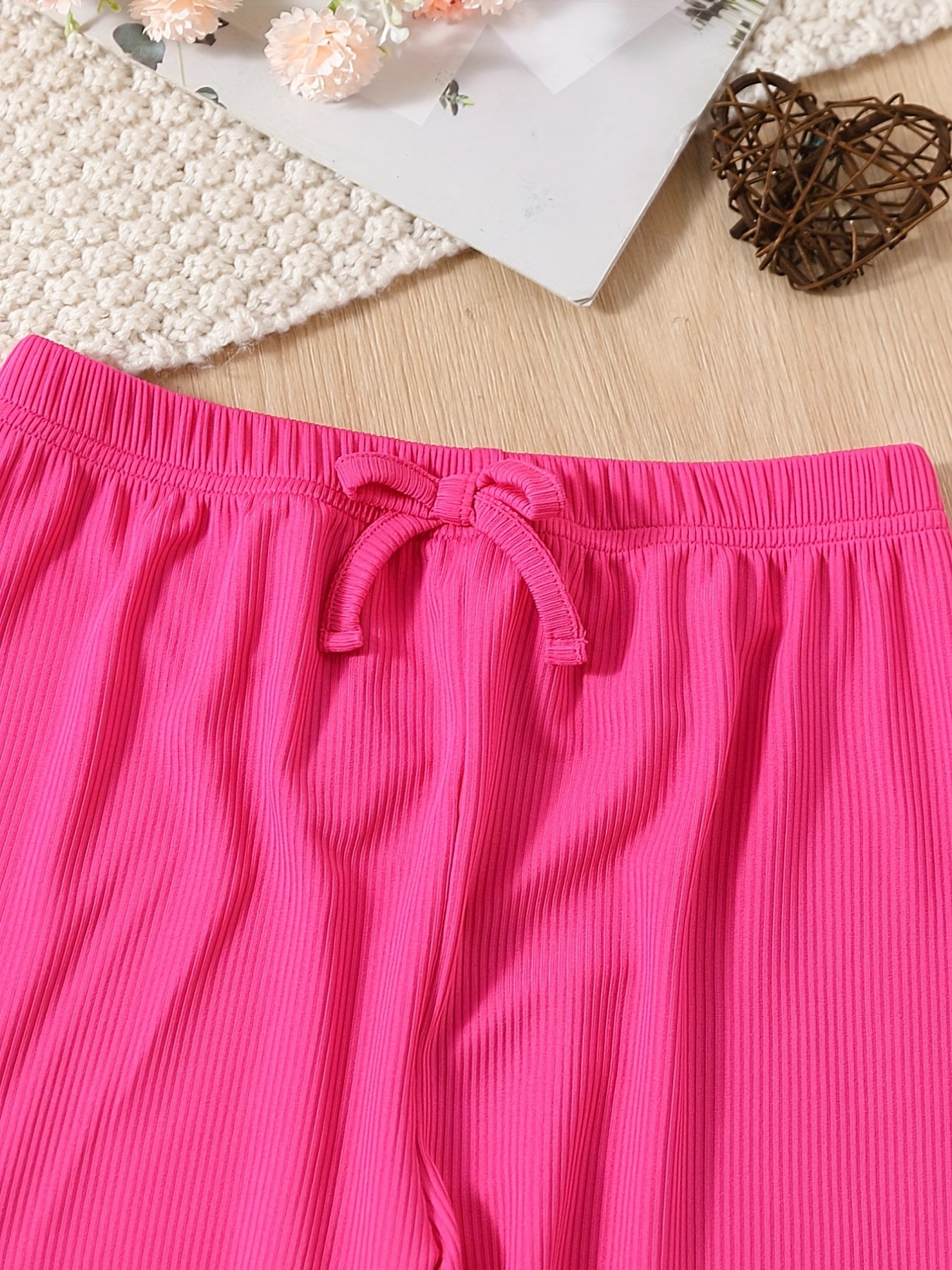2pcs Girls Skinny Ribbed Cami Vest Top & Casual Trousers Summer Kids Clothes