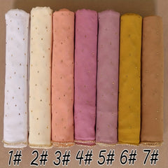 Rhinestone Chiffon Scarf Classic Hijab Solid Thin Shawl Women Headsca