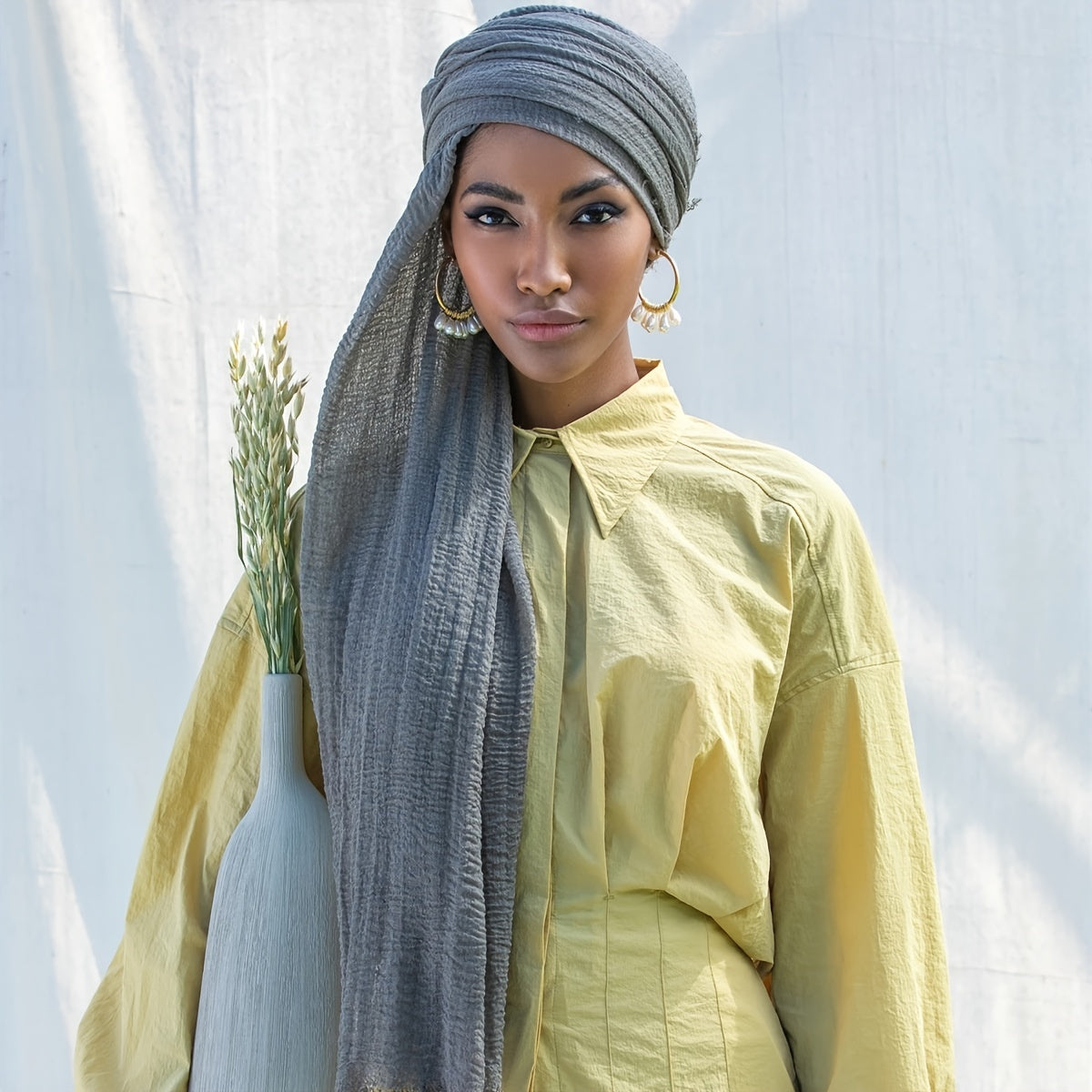 Plain Hijab Caps Scarf Polyester Wrap Elastic Shawls Soft Headband Snood