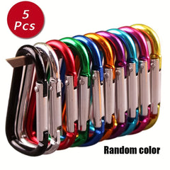 10pcs Aluminum D-shaped Carabiner Keychain Spring Buckle Random