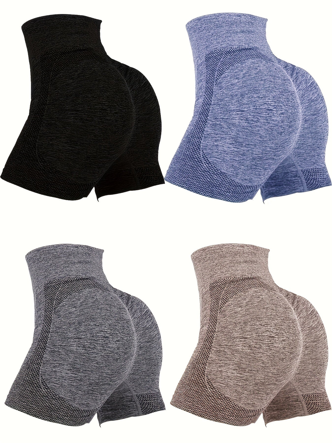 4-Pack High Waist Butt Lifting Workout Shorts for Women
