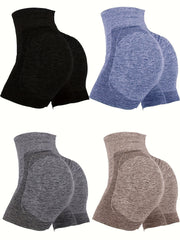 4-Pack High Waist Butt Lifting Workout Shorts for Women