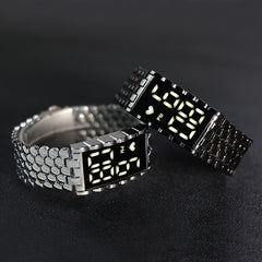 Men's LED Electronic Watch Large Dial Alloy Wrist Watch