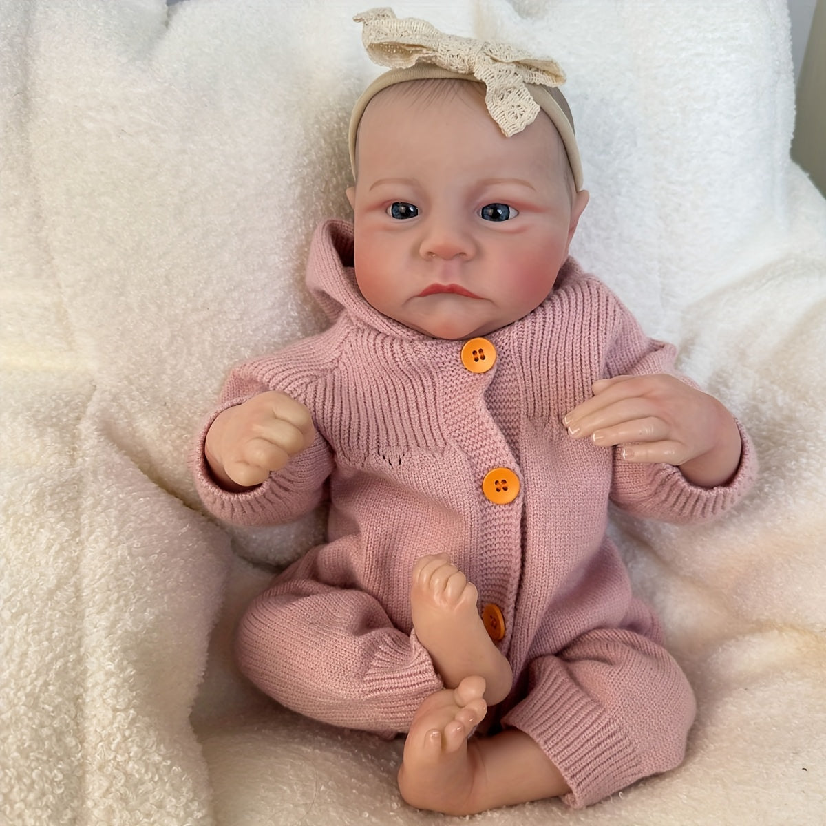 19inch Painted Finished Reborn Baby Doll Awake Newborn Baby Size 3D Skin