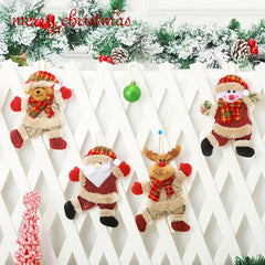 4pcs Christmas Tree Pendants Dancing Old Man Snowman Deer Bear Puppet