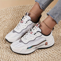 Chinese Style Block Run Shoes Reflective Stripes Soft Sole Sneakers
