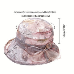 Begonia Print Organza Derby Hat Sun Hat Lightweight Bucket Hat Women's