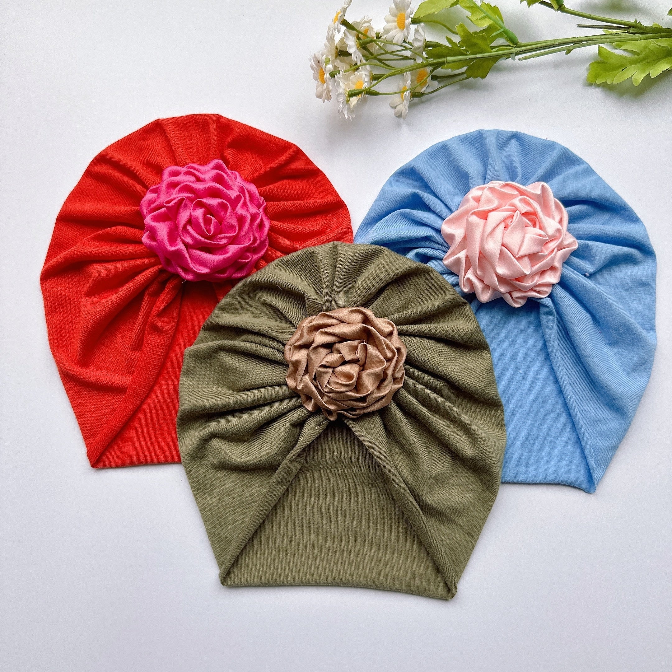 Baby Girls Flower Decor Turban Soft Hair Wrap Headband