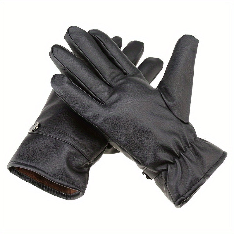 Winter Thickened Riding Gloves Warm Touch Screen Leather Gloves