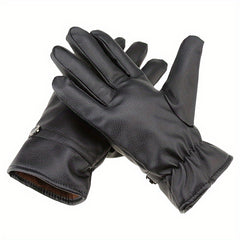 Winter Thickened Riding Gloves Warm Touch Screen Leather Gloves