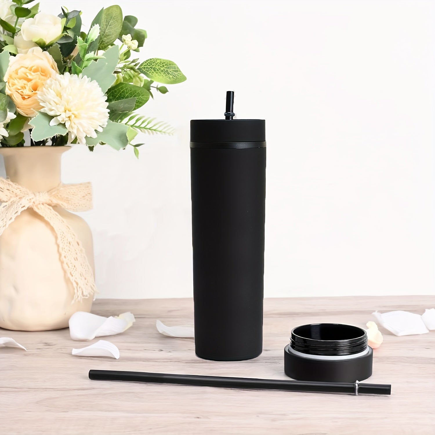 Large Capacity Acrylic Water Bottle with Straw for Travel