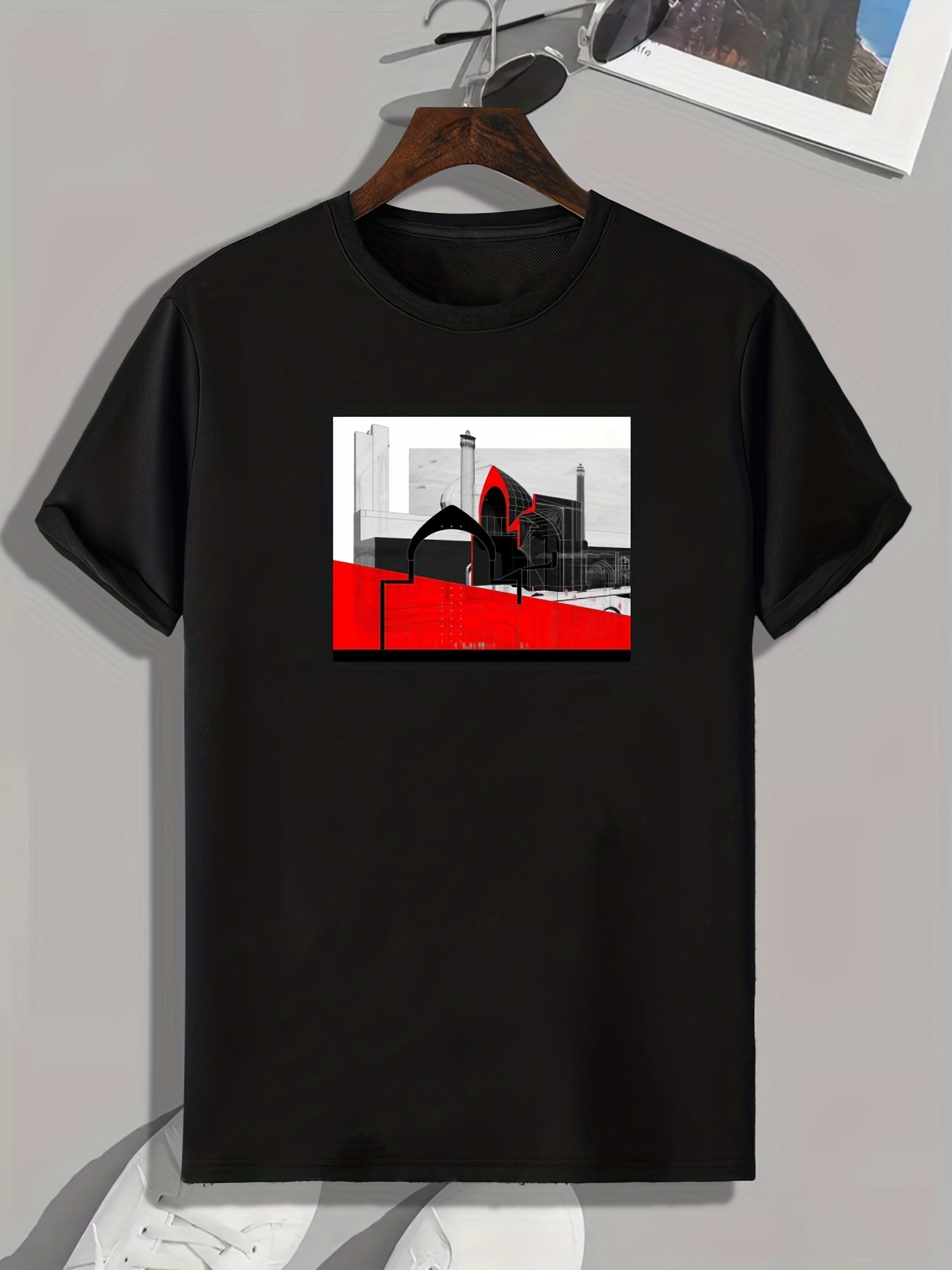 Modern Art Print Men's Comfy T shirt Active Stretch Breathable Tee