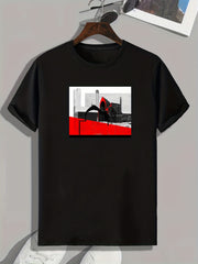 Modern Art Print Men's Comfy T shirt Active Stretch Breathable Tee
