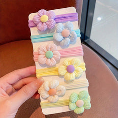 6pcs Colorful Bowknot & Flower Hair Ropes Elastic Ties