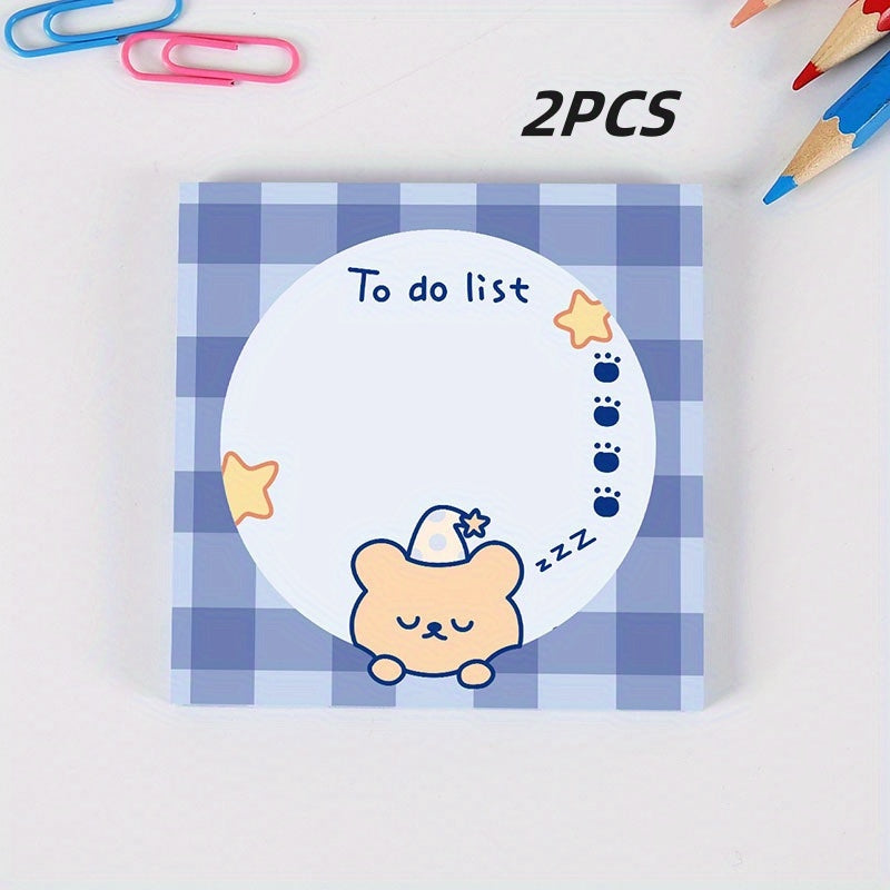 Cartoon Bear Sticky Note Student Stationery 2pcs