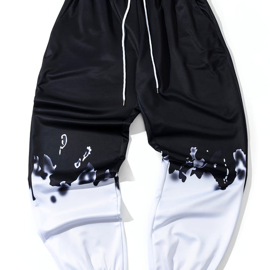 Pattern Drawstring Sweatpants Loose Fit Casual Pants Men's Joggers