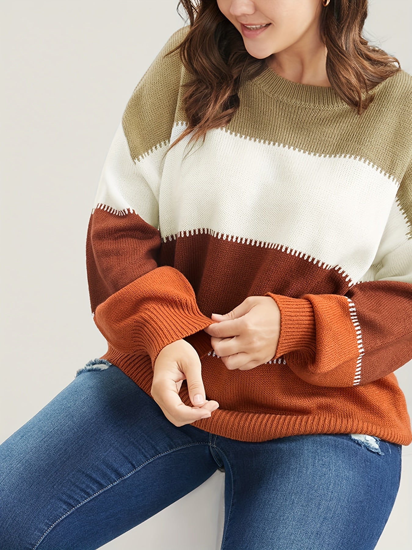 Colorblock Drop Shoulder Sweater