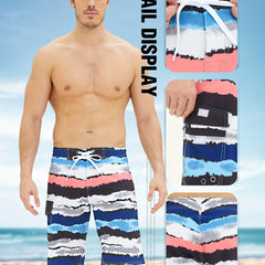 Men's Creative Print Beach Shorts Stretch Drawstring Comfortable Summer Seaside