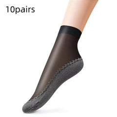 10 Pairs Thin Anti-snag Non-Slip Short Socks Women's Stockings
