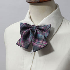 2pcs Red Plaid Bow Tie Neck Tie College Style Dress Shirt Accessory