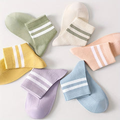 9 Pairs Striped Short Socks Soft & Lightweight Women's Stockings