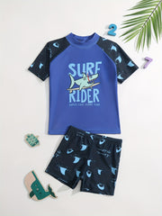Boys 2pc Swimsuit SHARK Print Beach Quick Dry