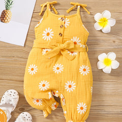 Baby Girls Floral Romper Thin Strap Casual Outfit