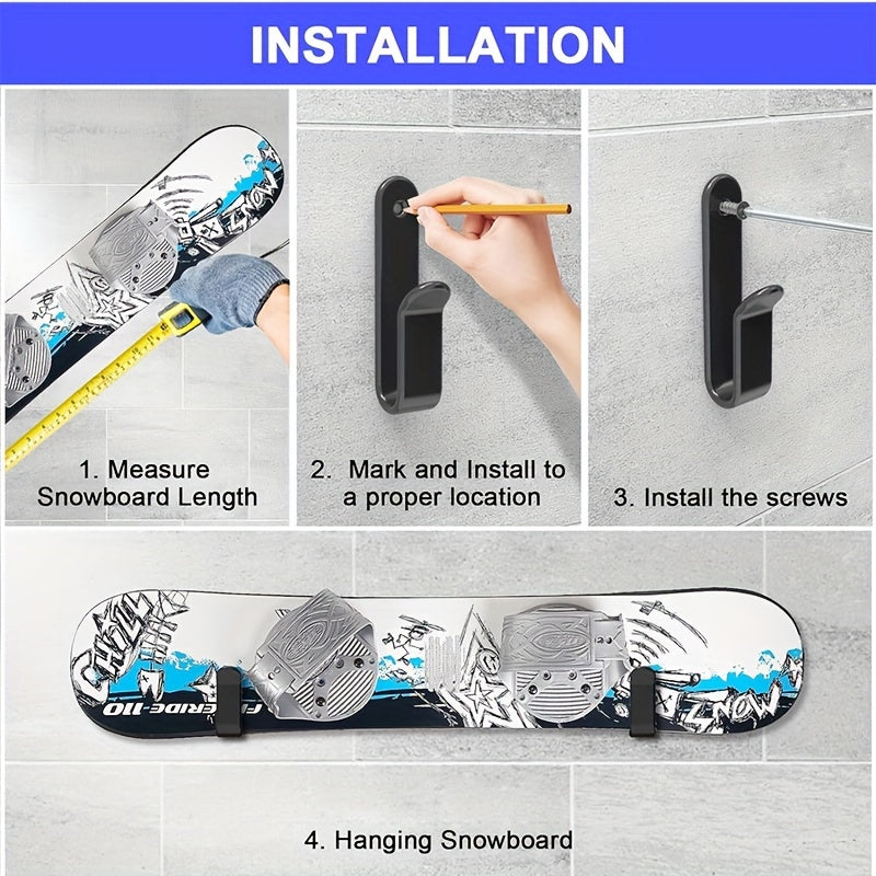 2pcs Horizontal Snowboard Wall Hanging Clamp - Snowboard Storage Hook