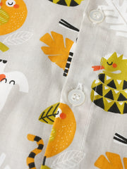 Boys Casual Outfit Animals Graphic Print Shirt&Shorts Set